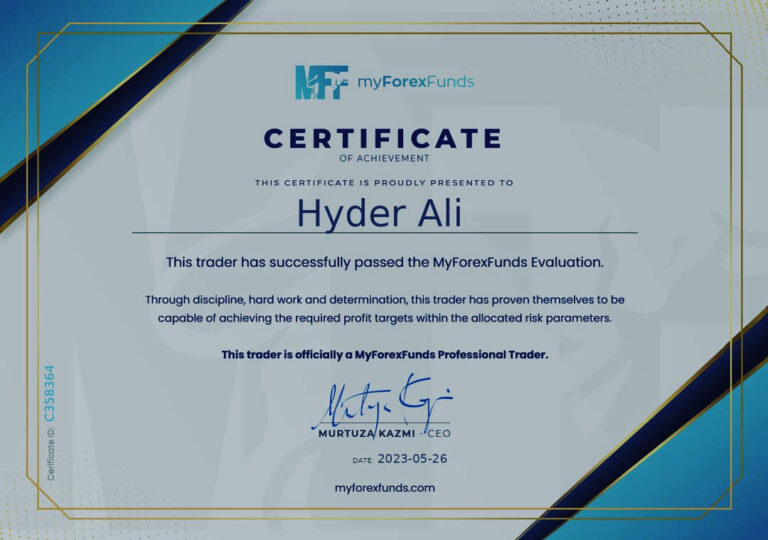 JTA student funded prop firm account certificate (109)