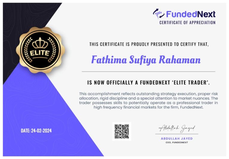 JTA student funded prop firm account certificate (125)
