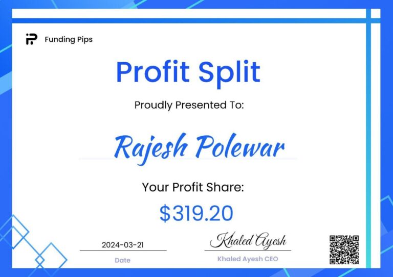 JTA student profit certificate – funded prop firm account (30)