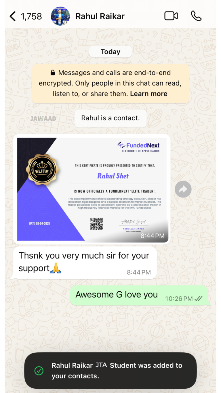 Student feedback screenshot shared with permission – JTA (chat 11)