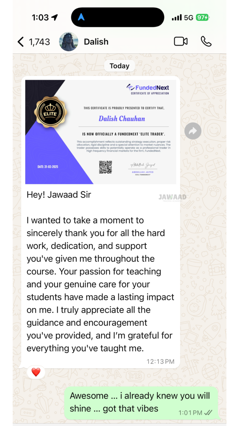 Unedited WhatsApp feedback from a JTA student (chat 15)