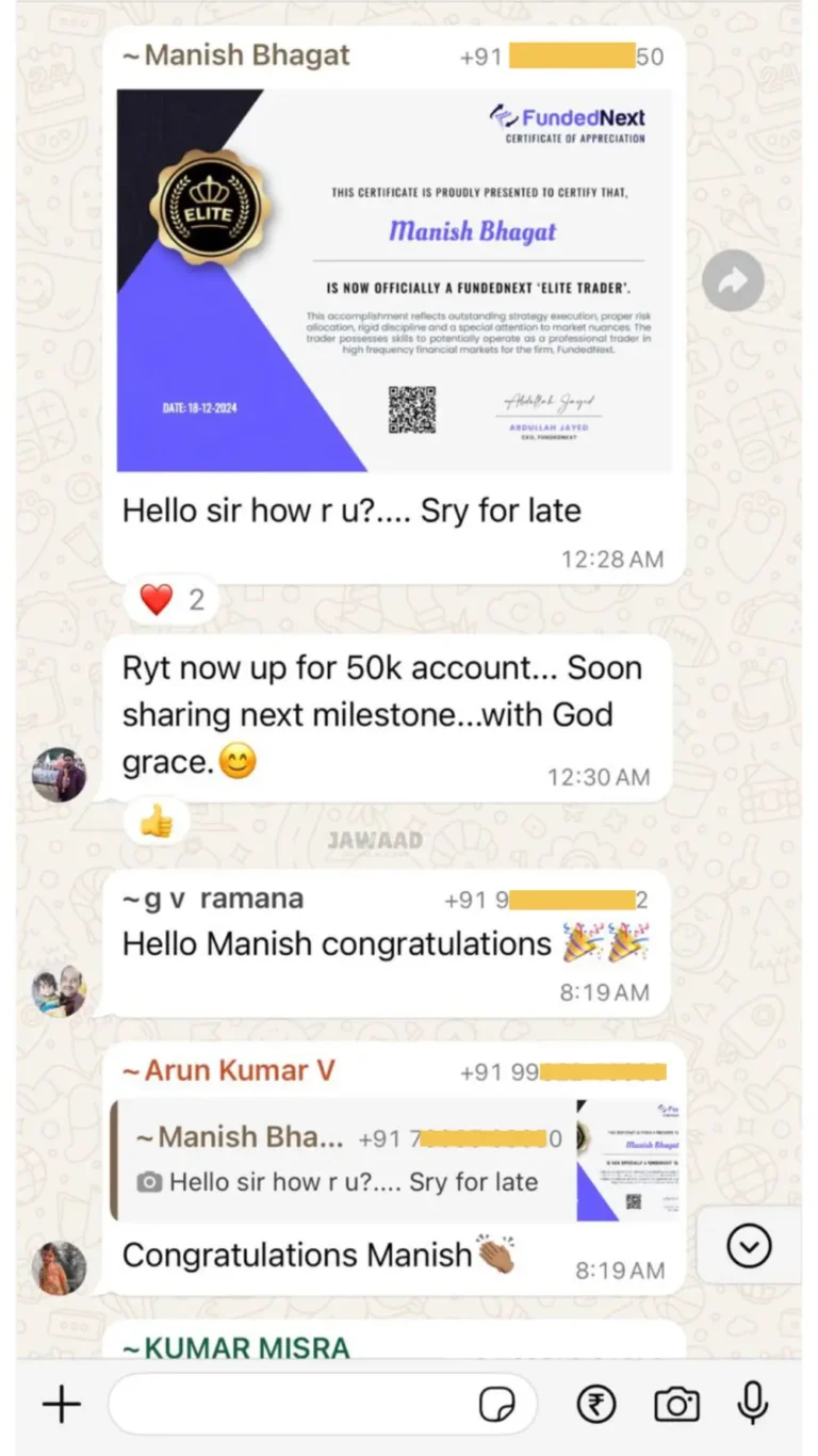 Student feedback screenshot shared with permission – JTA (chat 5)