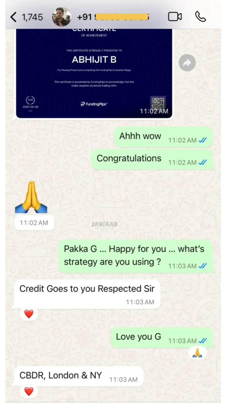 Unedited WhatsApp feedback from a JTA student (chat 9)