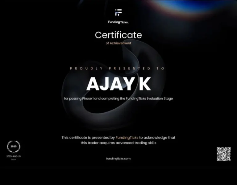 Funded account approval for Ajay K after passing a prop firm evaluation