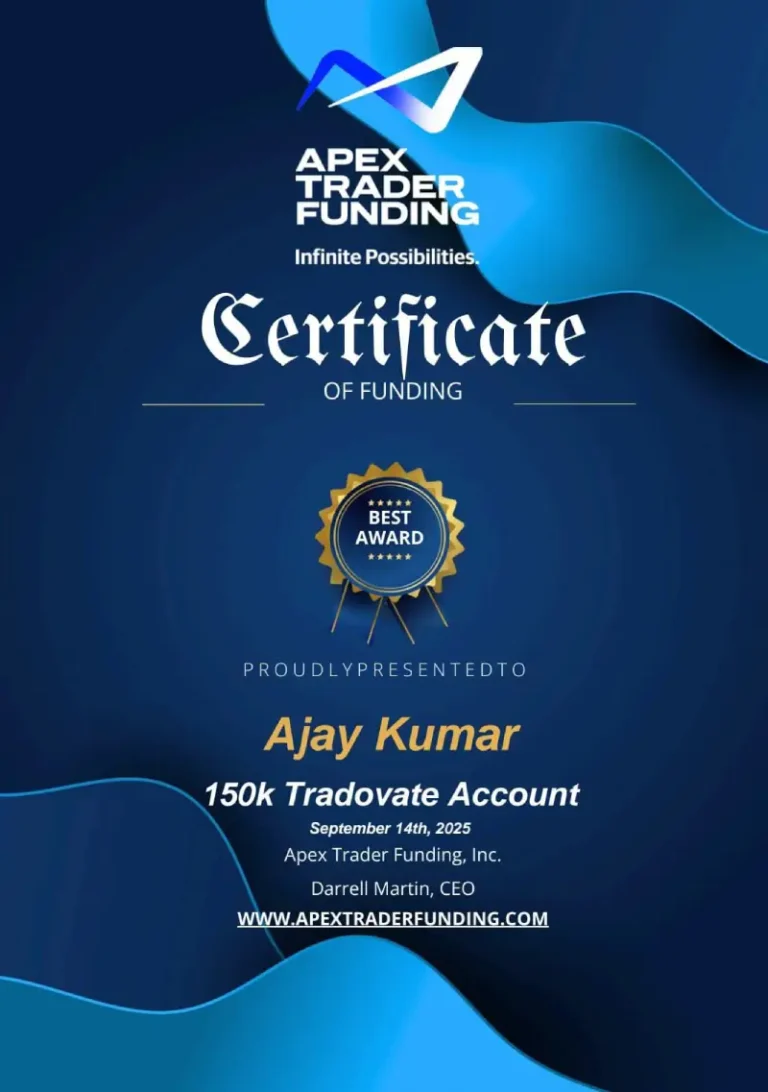 Ajay Kumar's funded prop firm account certificate – Jawaad Trading Academy student