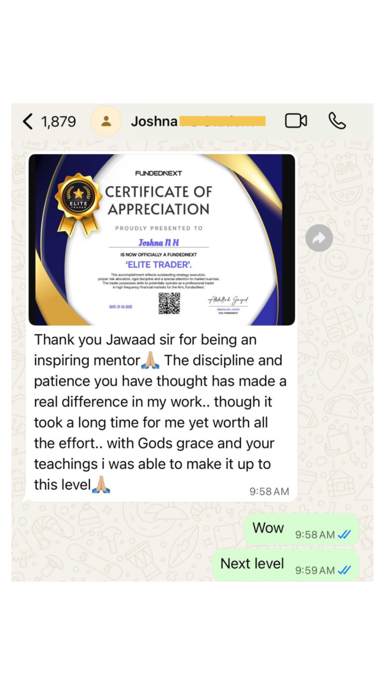 Student feedback screenshot shared with permission – JTA (chat 26)