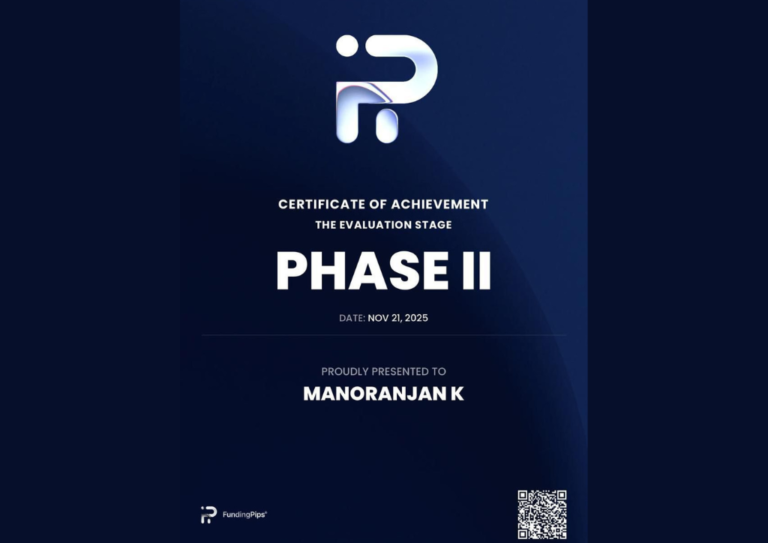 Funded trader certificate from JTA student Manoranjan K