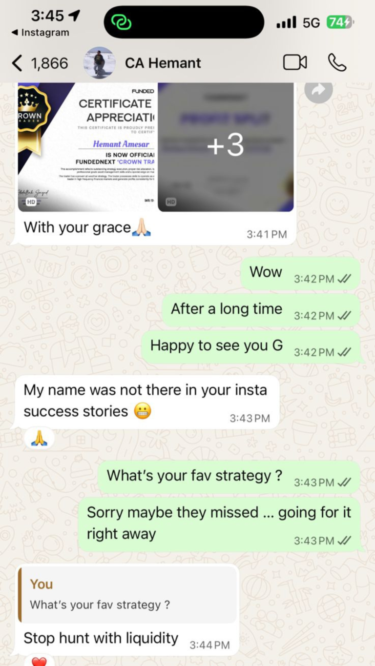 WhatsApp message from a Jawaad Trading Academy student sharing their progress (31)
