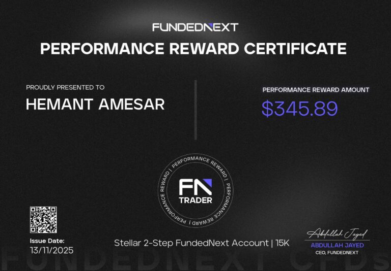 Payout certificate shared by Hemant Amesar, Jawaad Trading Academy student (2)