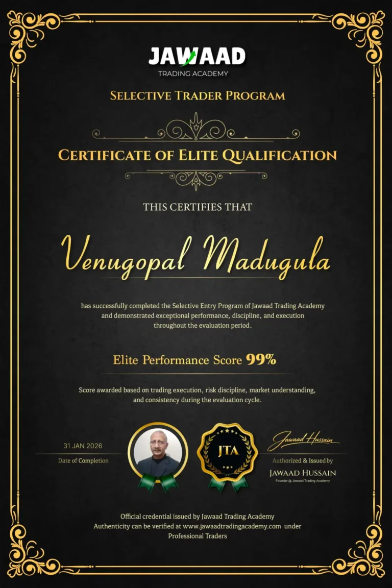 Professional trader Venugopal Madugula, trained at Jawaad Trading Academy