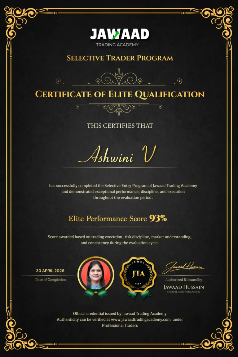 Professional trader Ashwini V, trained at Jawaad Trading Academy