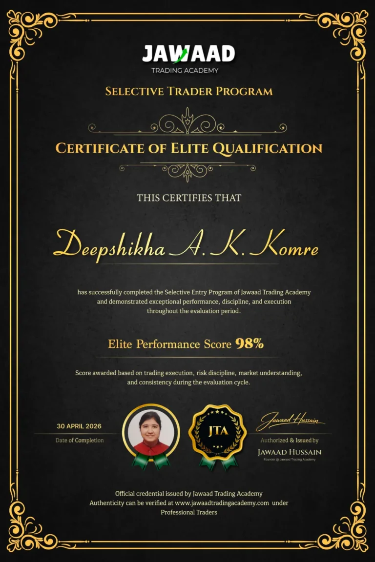 JTA professional trader certificate: Deepshikha A. K. Komre